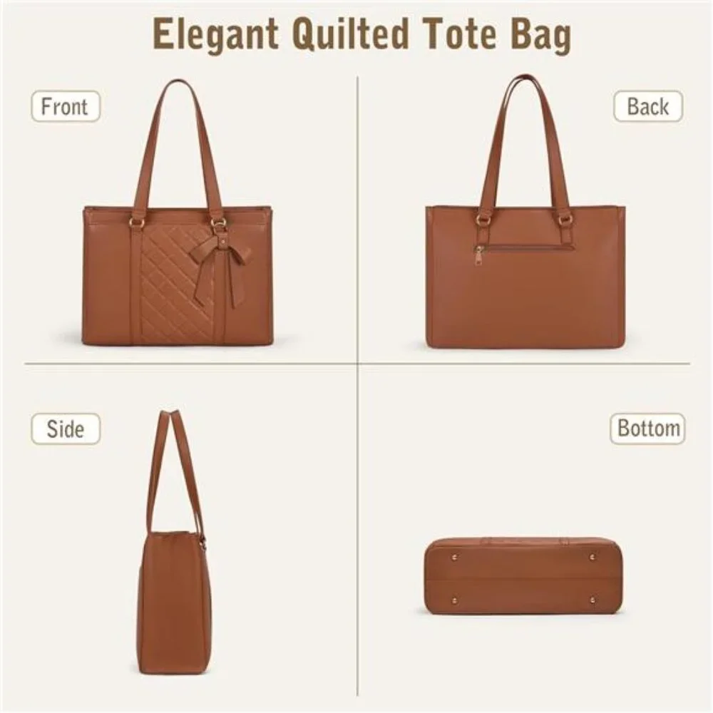 Laptop Bag for Women 15.6 Inch Work Tote Bags Waterproof Leather